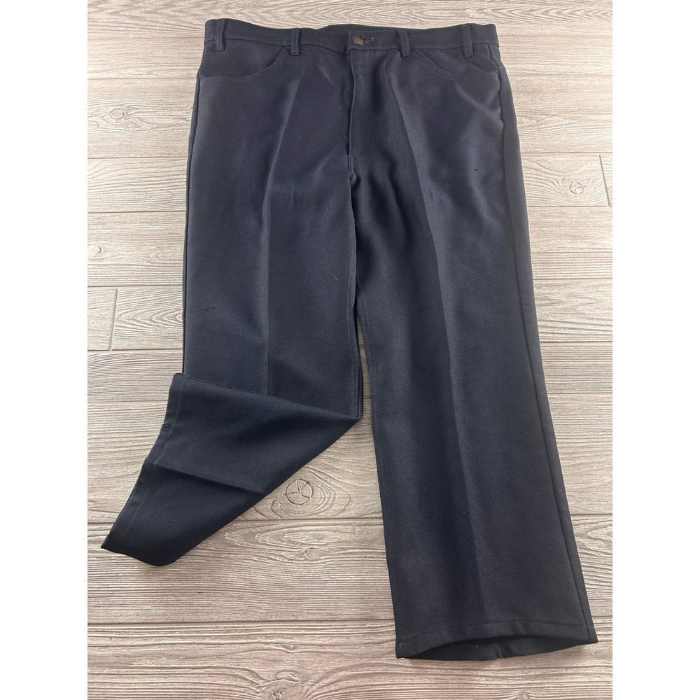 Vintage Levis Sta-Prest Action Slacks Mens 42x30 Navy Blue Orange Tab Polyester